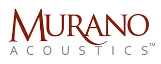 Murano Acoustics logo in brown tones.