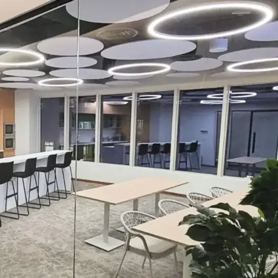 Biogen Riyadh Decrasound clouds, Custom Acoustic Clouds – Decrasound Office Installation