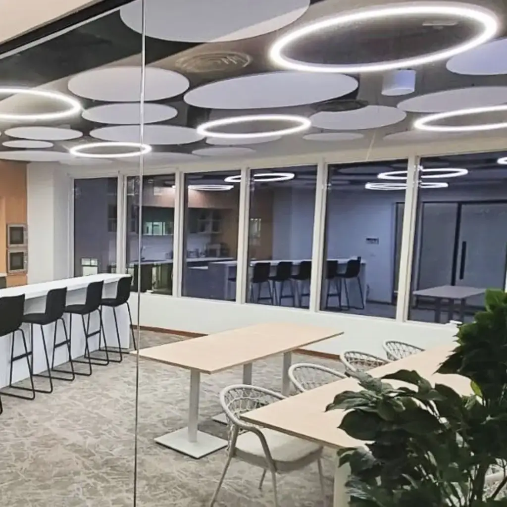 Biogen Riyadh Decrasound clouds, Custom Acoustic Clouds – Decrasound Office Installation