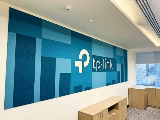 Decrasound Polyester Acoustic Panels providing lightweight sound absorption for reception areas.