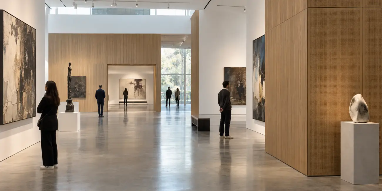 Murano timber acoustic panels integrated into a contemporary museum gallery