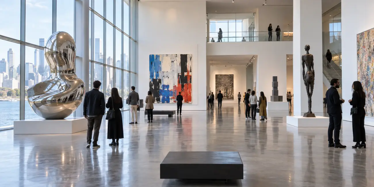 arge museum gallery with hard reflective surfaces that can contribute to excessive reverberation