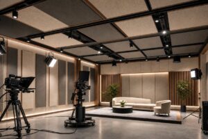tv studio control room fabric acoustic panels