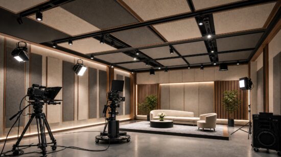 tv studio control room fabric acoustic panels