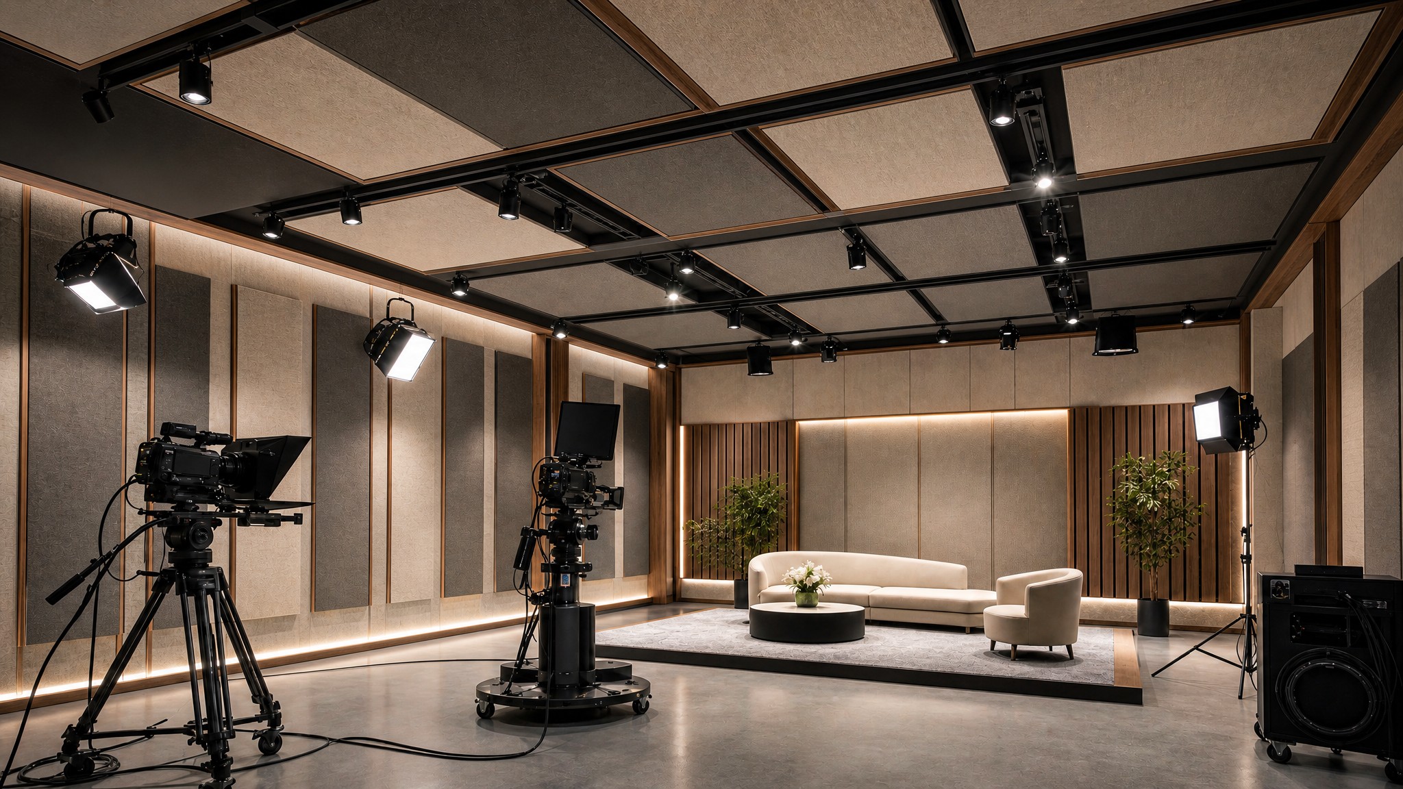 tv studio control room fabric acoustic panels